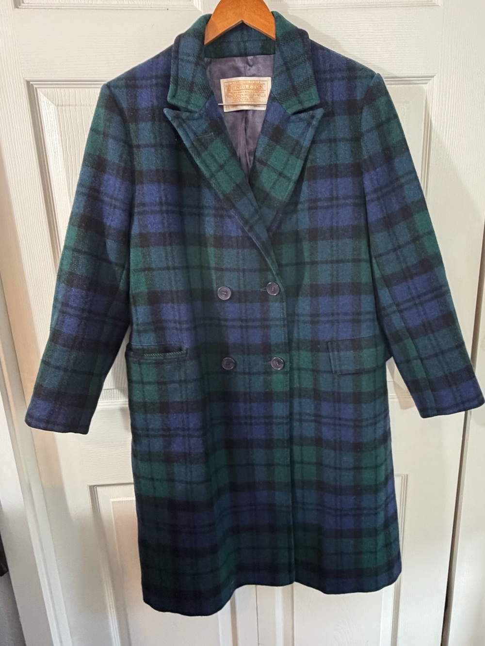 Pendleton Vintage Plaid Virgin Wool Double Breasted Coat Womens 14 Pea coat